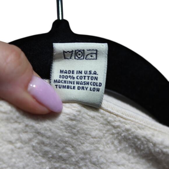 Sporty & Rich 100% Cotton Cream Crewneck Sweatshirt Size Large Made in USA - Picture 7 of 7